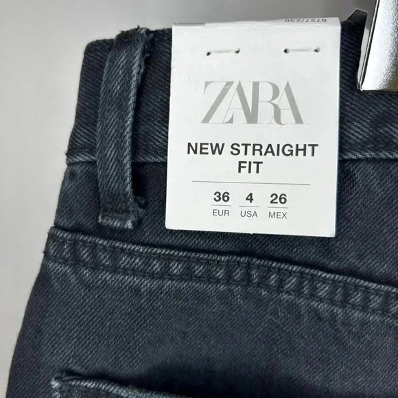 Zara Straight Fit Size 4 Button Fly Jeans Black Women Casual Business - Picture 5 of 8